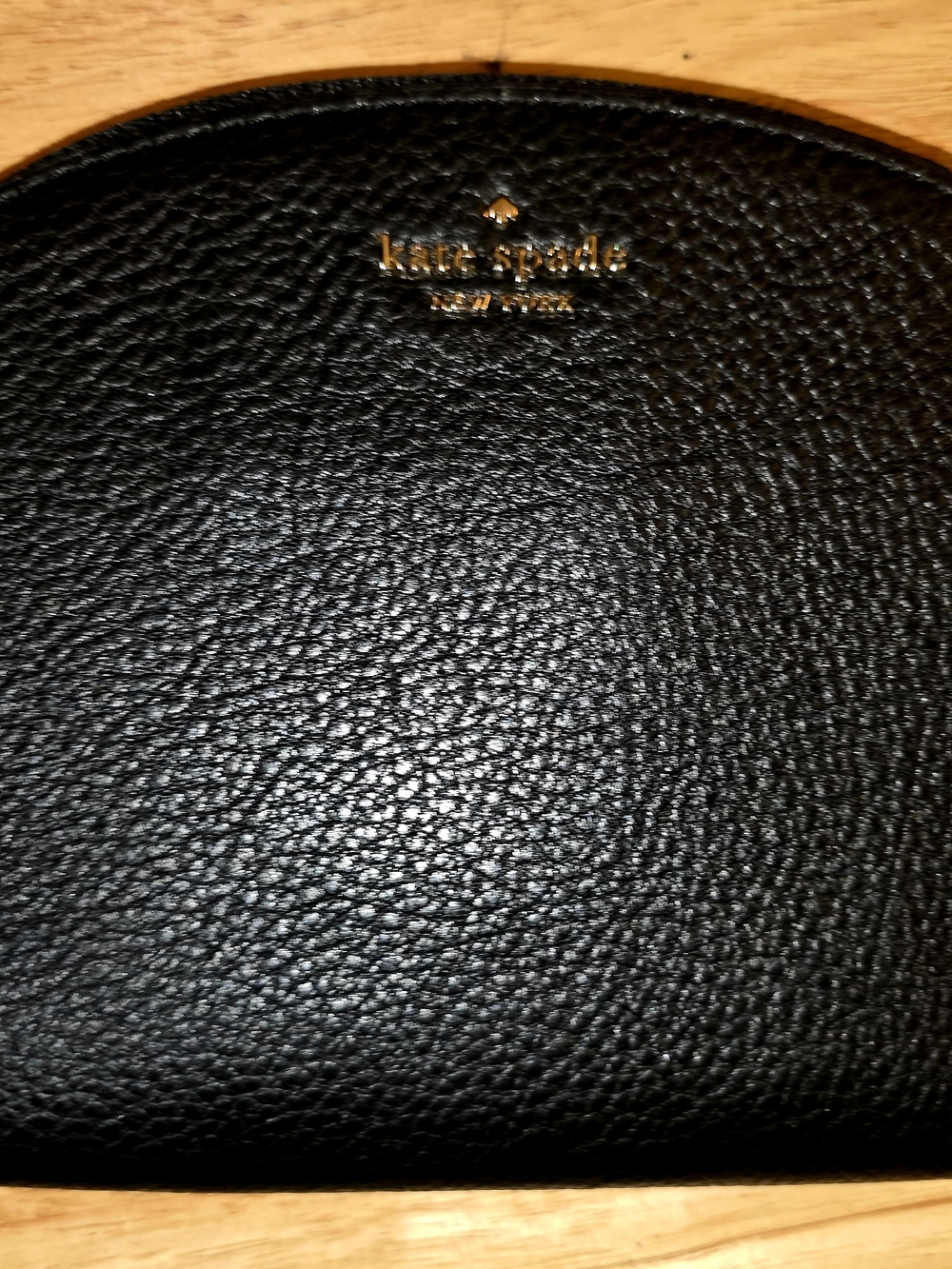 Women's Kate Spade Black Pebbled Leather Jackson Half Moon Wristlet Wallet